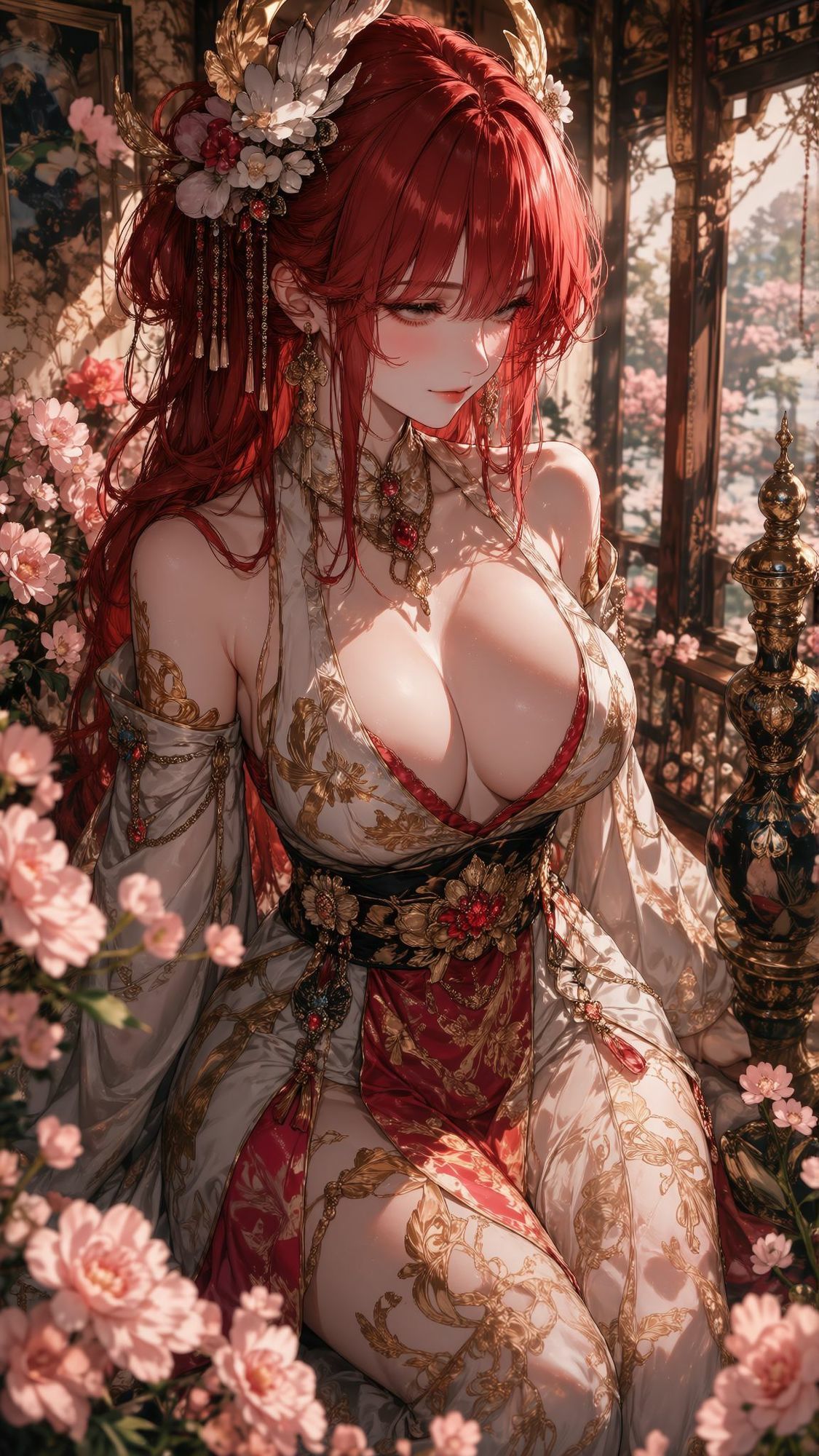 【500枚・4K超高画質】天界の女神たちと艶やかな花ざかりに魅せられる極上の美少女イラスト集【2160×3840px・PNG・縦長】神聖なる光香と最高峰の描き込みでおくる耽美なプレミアム保存版のサンプル画像 6