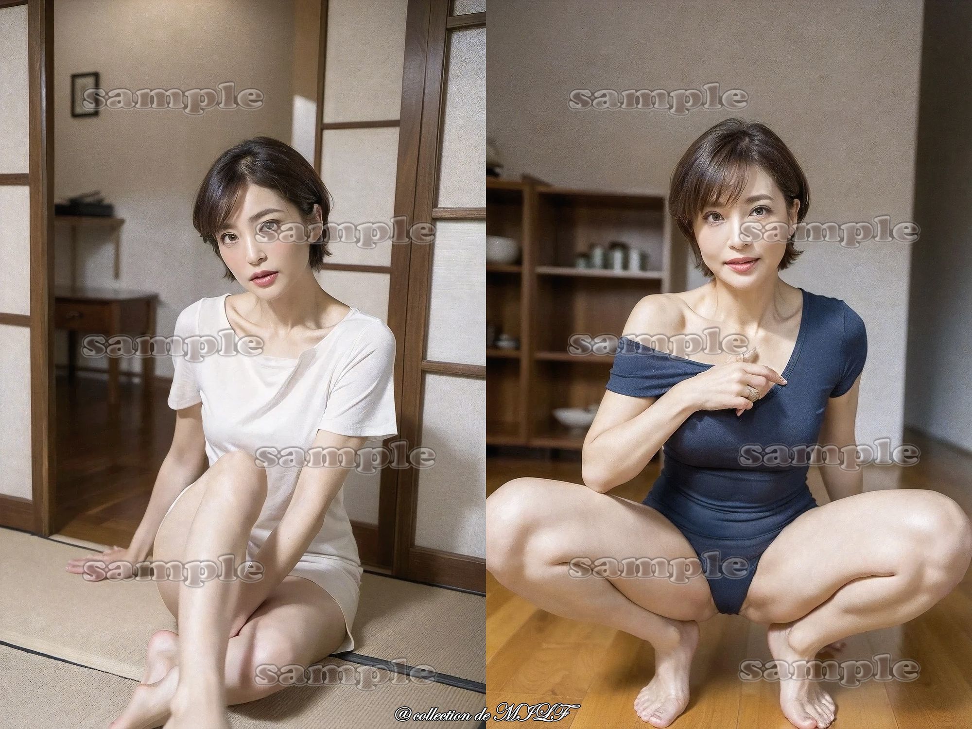 【AIグラビア】熟女しゃがみ姿のサンプル画像 1