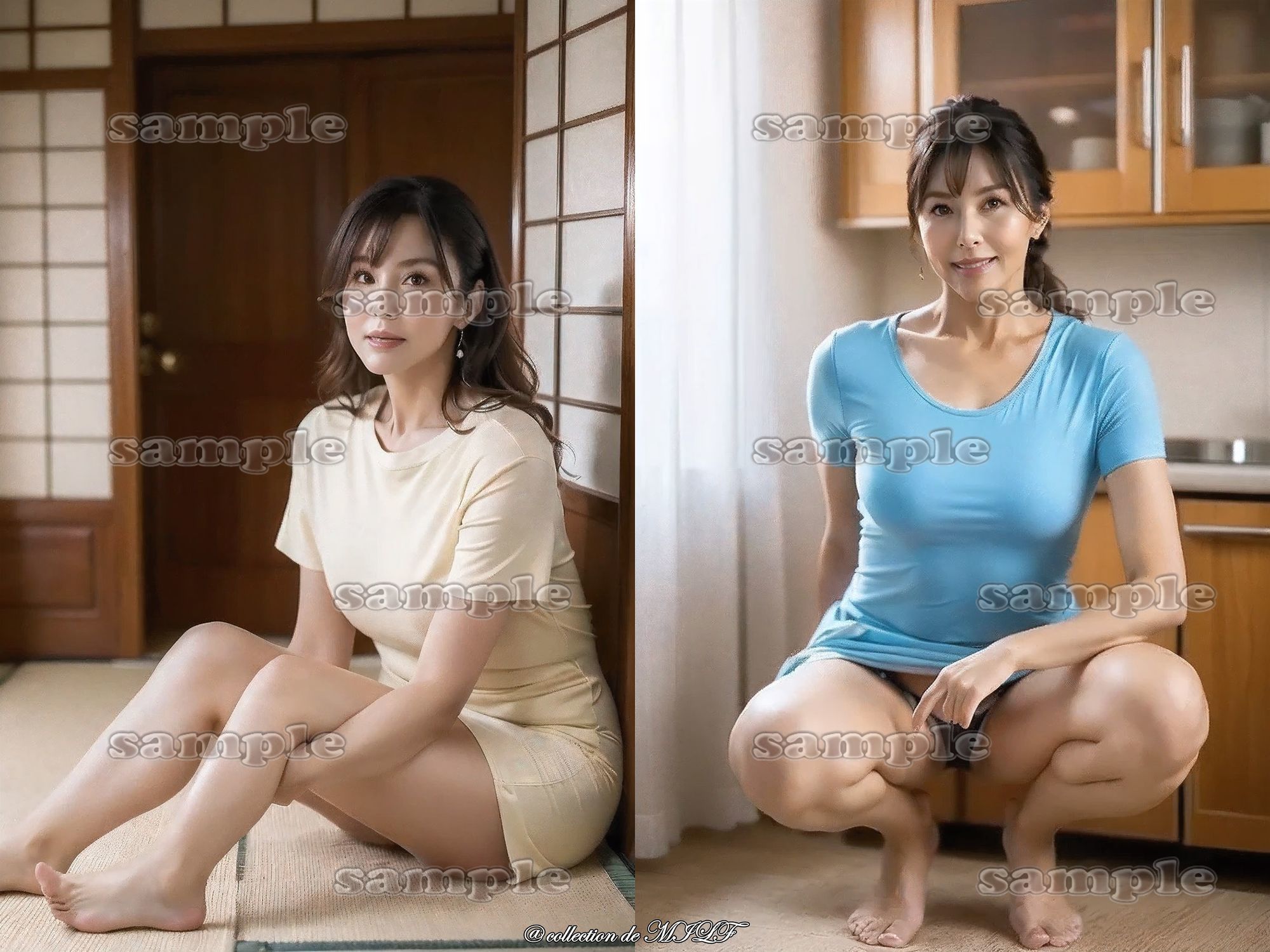 【AIグラビア】熟女しゃがみ姿のサンプル画像 3