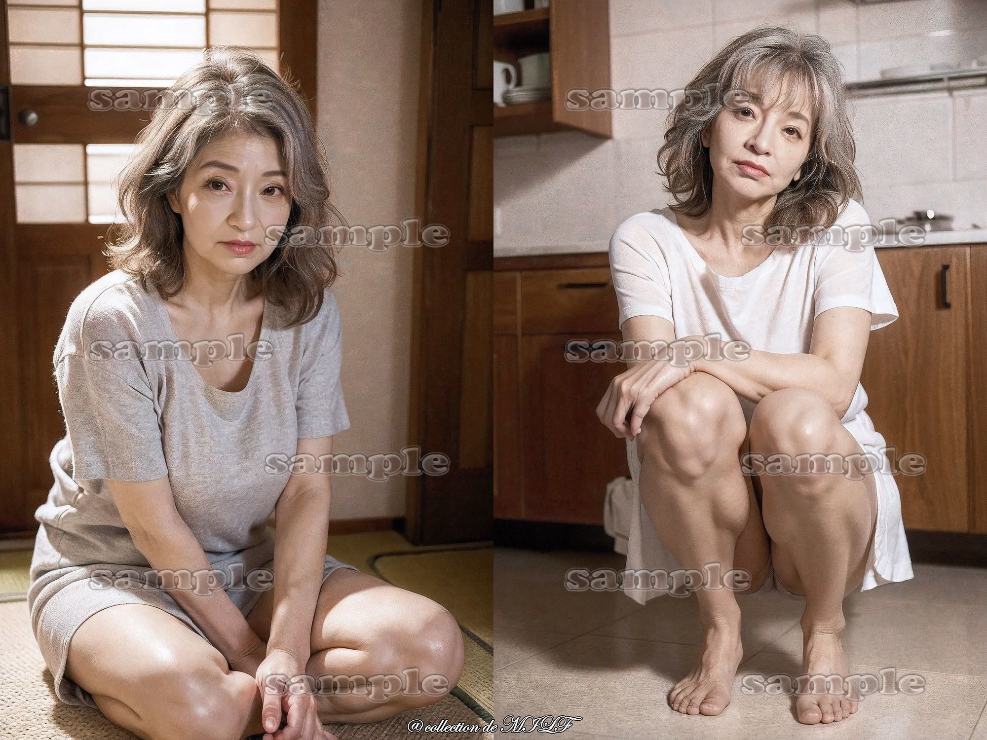 【AIグラビア】熟女しゃがみ姿のサンプル画像 4