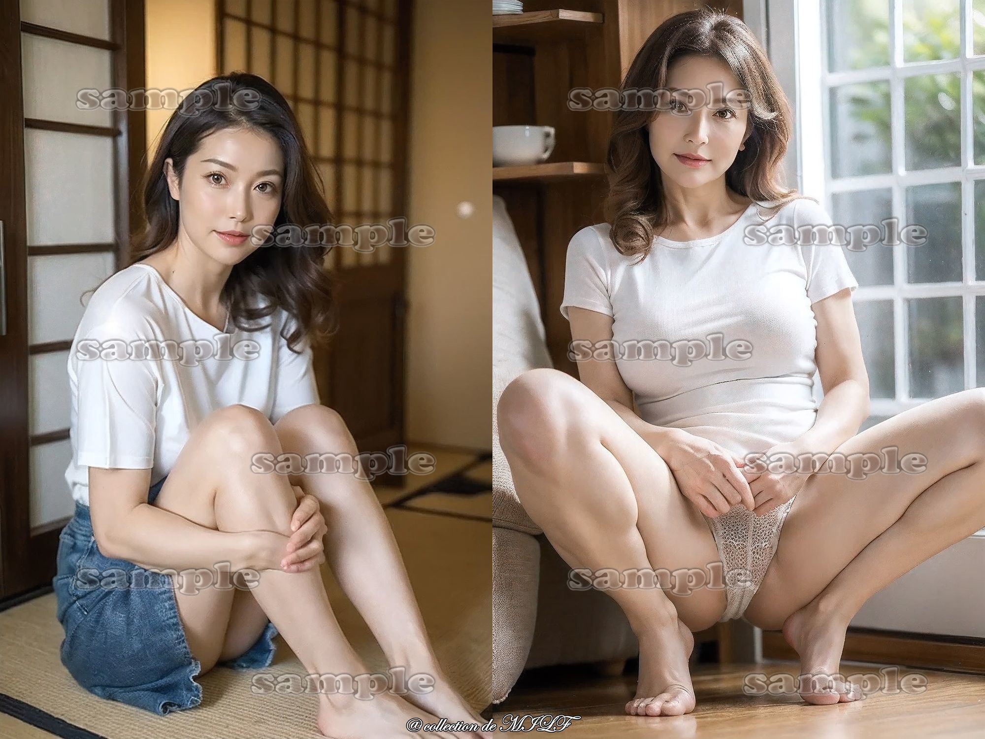 【AIグラビア】熟女しゃがみ姿のサンプル画像 6