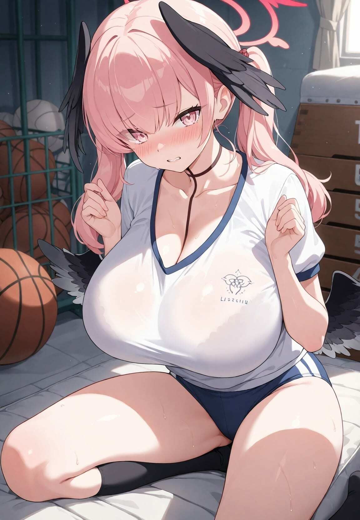 巨乳エロボディ制服J〇寝取って密着コスラブえっち ブ〇ーアーカイブ5のサンプル画像 4