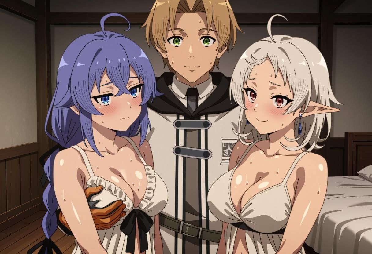 【アニメ25枚＋CG178枚】【無職転生】二人の妻と過ごす夜 〜ロキシー＆シルフィ奉仕CG集〜のサンプル画像 1