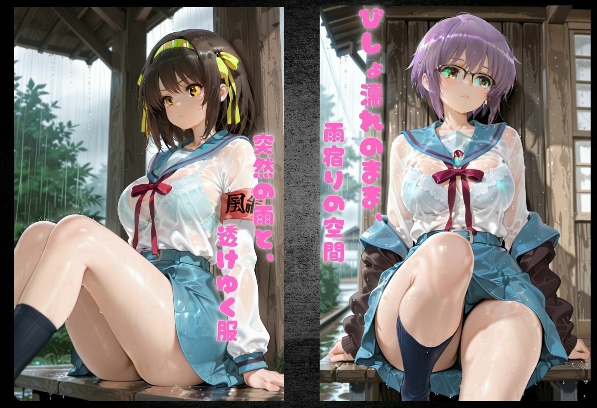 透け服女の子  雨の日の誘惑のサンプル画像 1