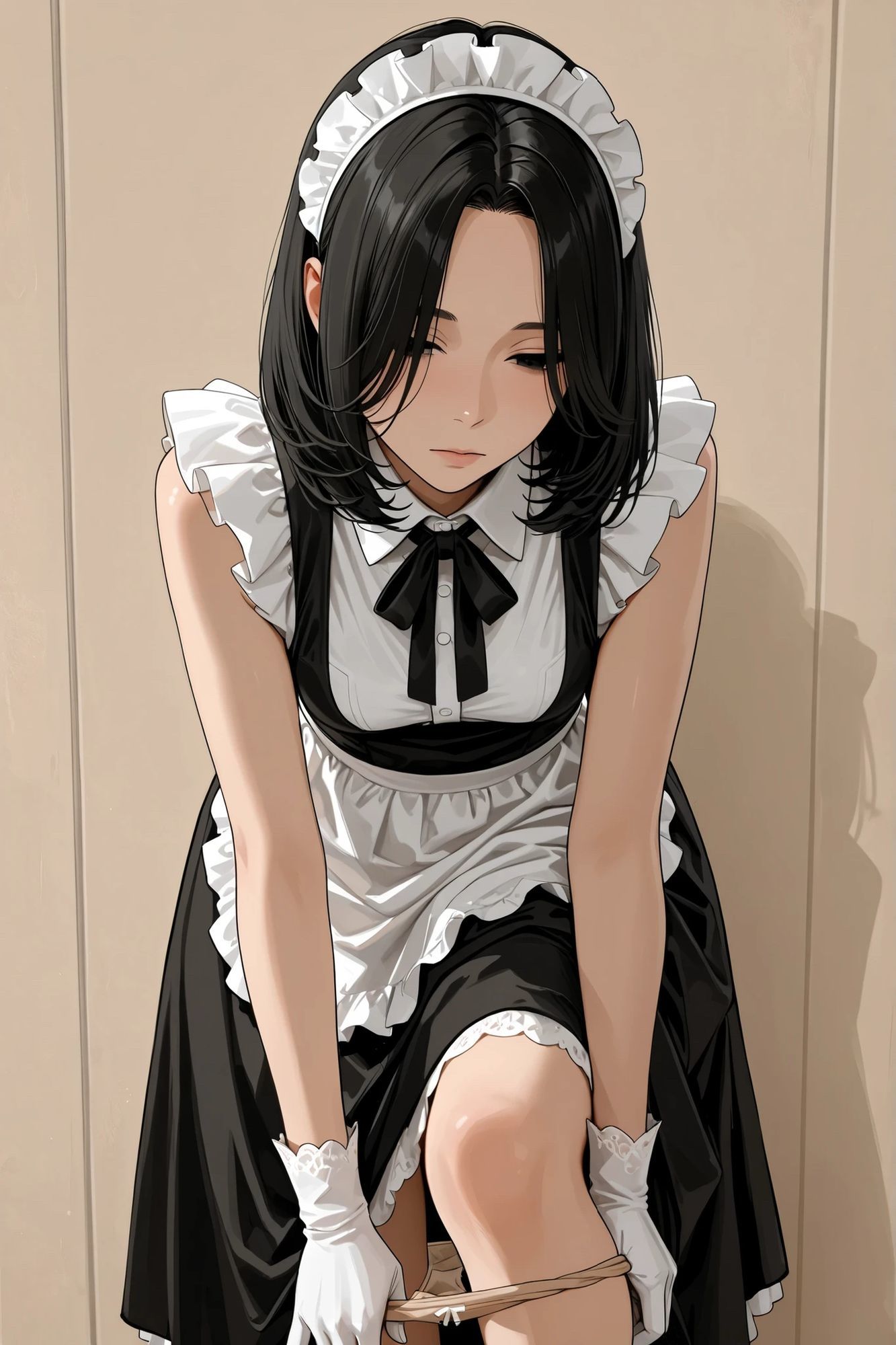 【AIイラスト集】クール系人妻メイド美香の日常〜言いなりファッションショー〜のサンプル画像 4
