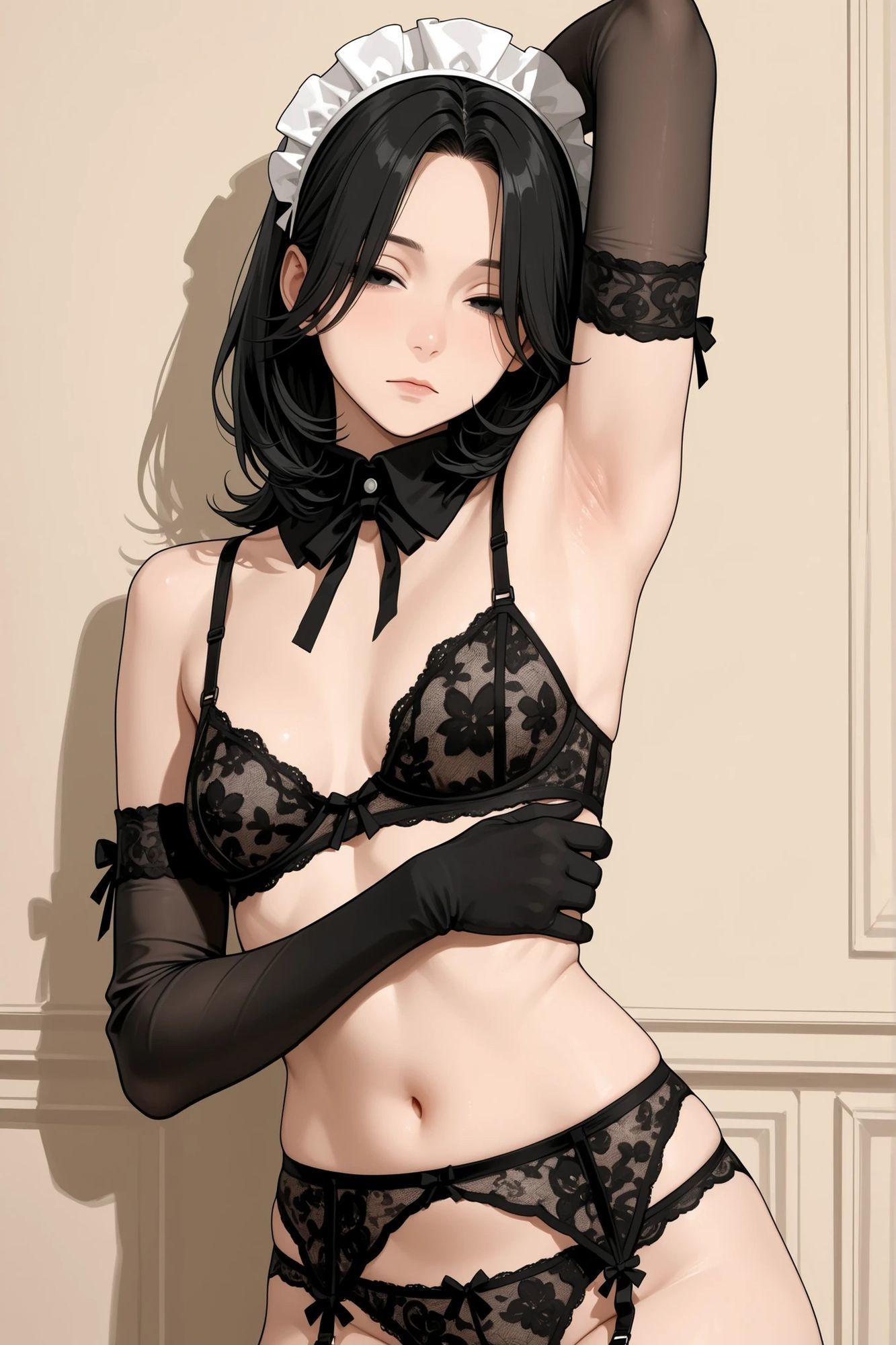【AIイラスト集】クール系人妻メイド美香の日常〜言いなりファッションショー〜のサンプル画像 6
