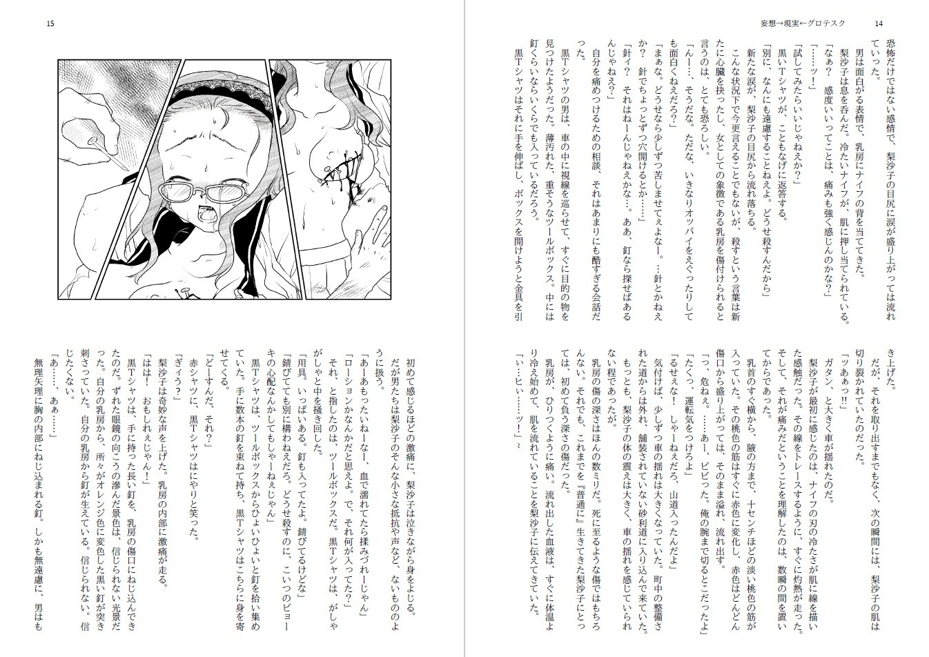 妄想→現実←グロテスク