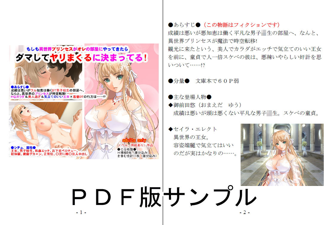 サンプル画像1:もしも異世界プリンセスがオレの部屋にやってきたら、ダマしてヤリまくるに決まってる [作品ID:d_127742]