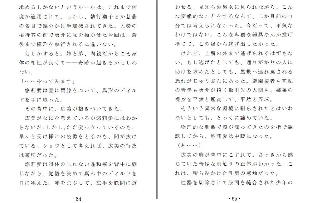 サンプル画像6:姪奴と甥奴（後編）～繁殖奴隷にされる姉と男の娘に改造される弟 [作品ID:d_128175]