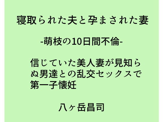 寝取られた夫と孕まされた妻 -萌枝の10日間不倫- 信じていた美人妻が見知らぬ男達との乱交セックスで第一子懐妊無料サンプル画像