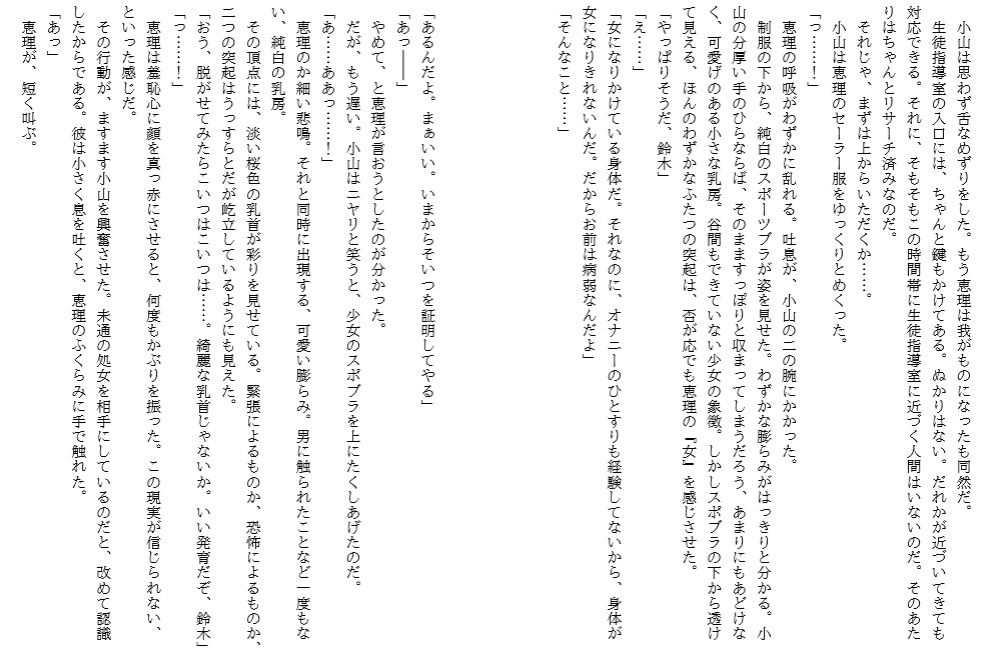 サンプル画像1:処女破瓜 バスト膨らみかけの美少女はレ●プによって性奴●に(佐伯ヤドロク) [d_172608]