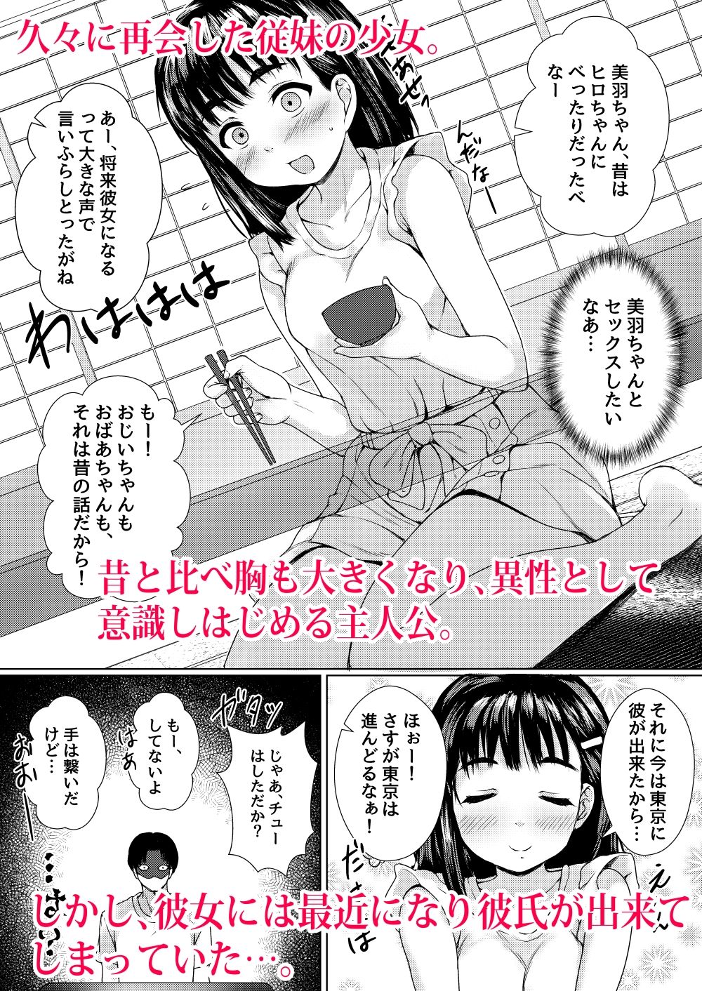 サンプル画像4:背徳の夏休み 〜帰省先の祖父母宅で彼氏持ち従妹を寝取った話〜(ねこ缶) [d_210631]