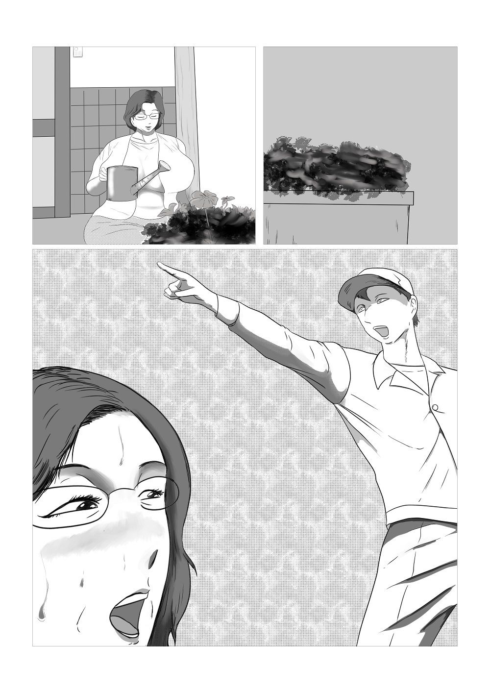 サンプル画像2:夫は銀行勤めで経済的にはそれほど困ってはいないが趣味のガーデニングや孫のために内職をする五十路熟女と若者が午前中からエッチする話(すりごま) [d_218595]