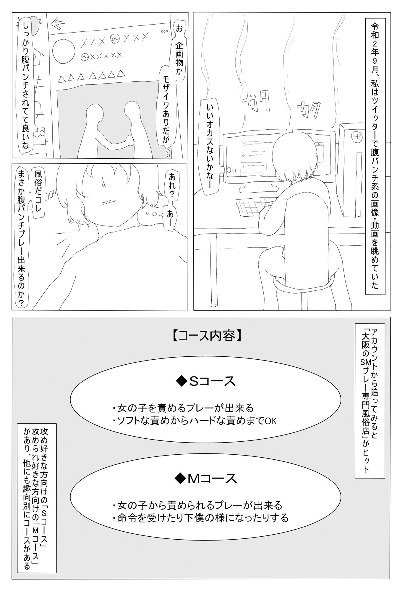 サンプル画像1:腹パンチ系風俗 レポート漫画(ピースパリティ) [d_224527]