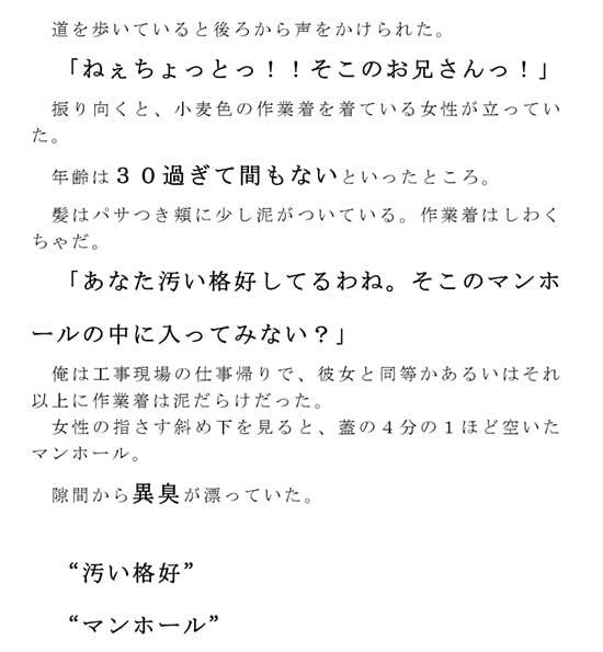 サンプル画像1:とある異臭漂うマンホールの中の狂ったスカトロ異常人間痴態の話(逢瀬のひび) [d_236503]