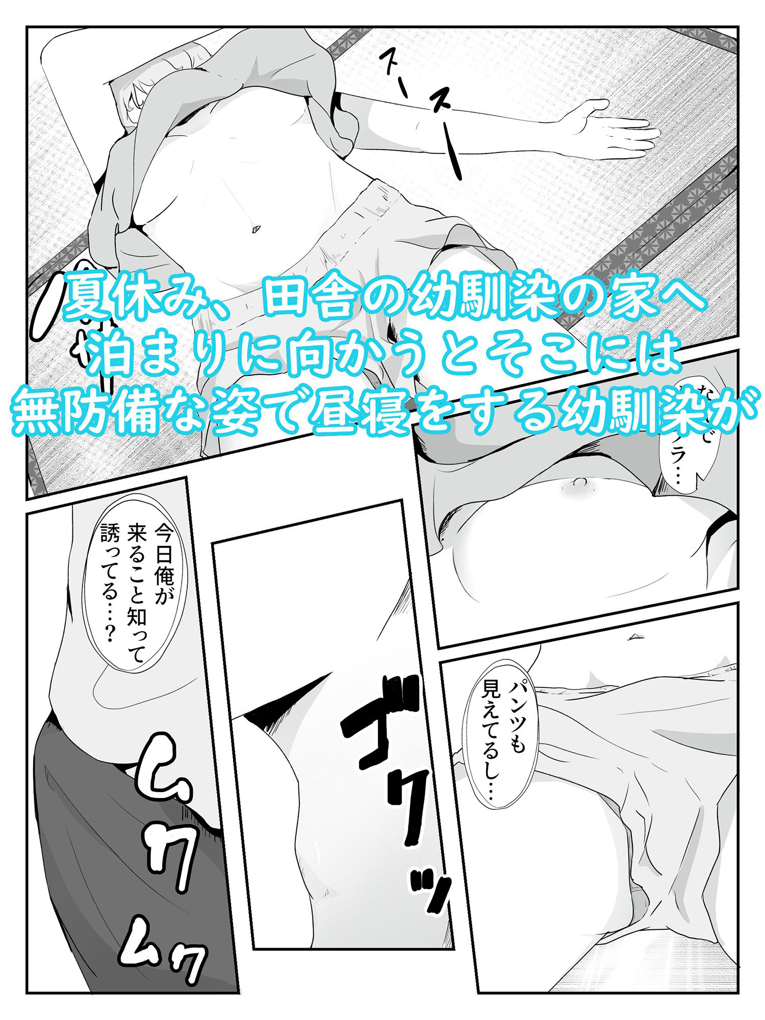 サンプル画像1:夏休み幼馴染に合いに行ったら無防備すぎる格好で昼寝してた 夏休みの涼風(青。) [d_239242]