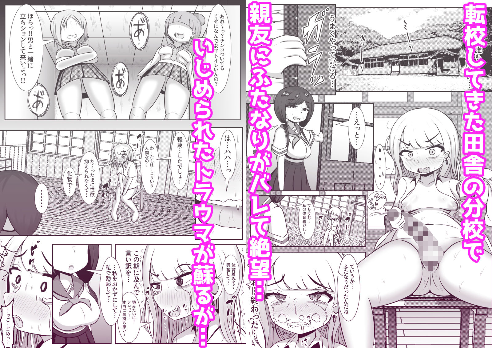 サンプル画像1:ふたなりでいじめられた都会少女と全肯定田舎少女の二人きり分校性活(テリにく) [d_239663]