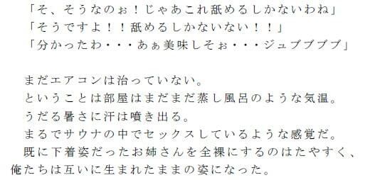 サンプル画像3:エアコンの修理に来たお姉さんとうだるような暑さの室内で汗だくセックスをした浪人生(逢瀬のひび) [d_241849]