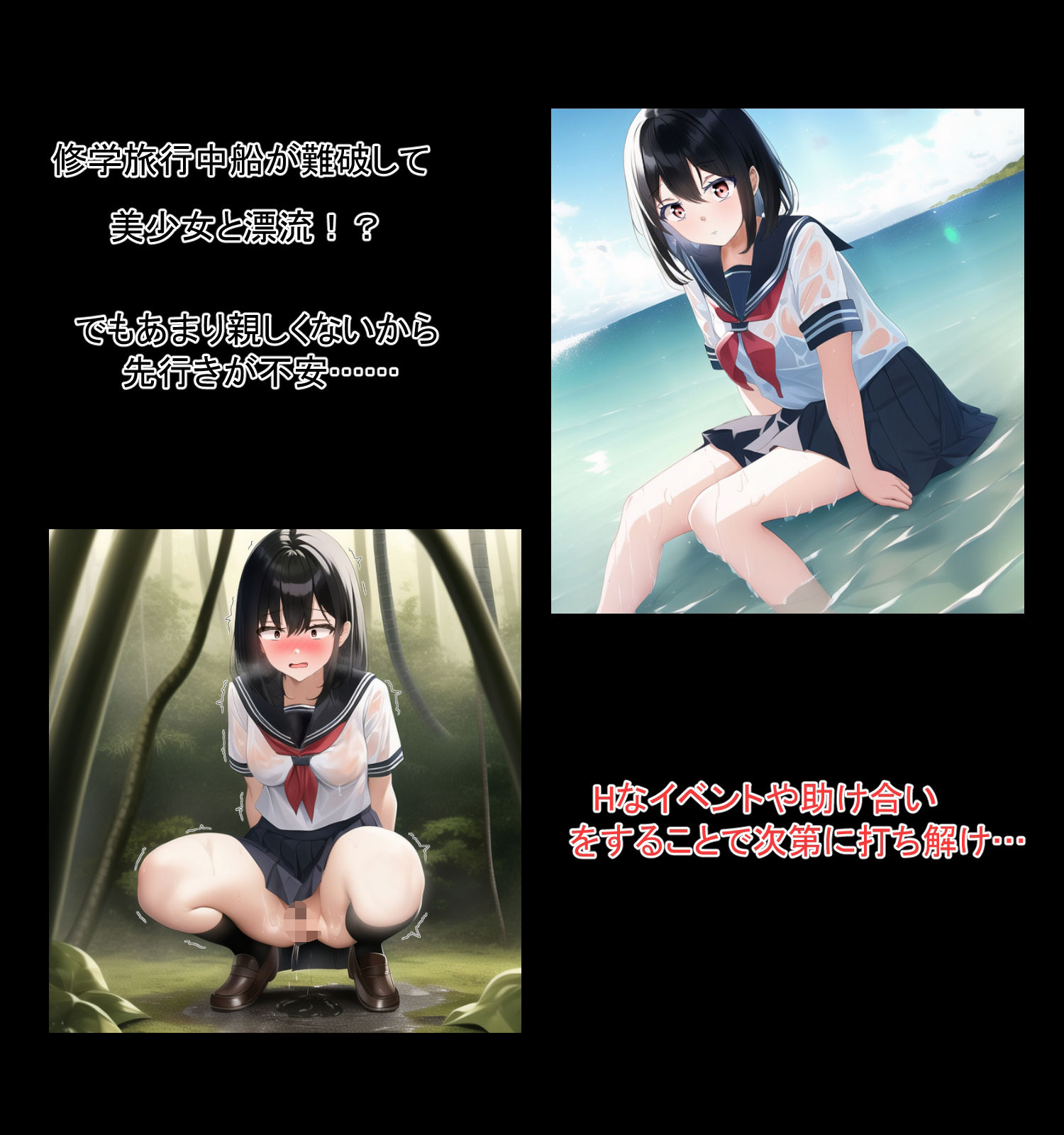 サンプル画像2:無愛想女子と無人島に流れ着いて(もものま) [d_257634]