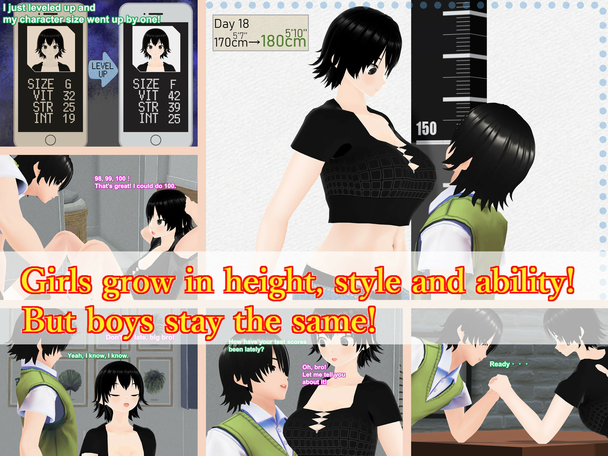 サンプル画像1:Outgrowing only girls， Overtake boys， Growth sound. Stat building game App Arc(女子成長クラブ) [d_281686]
