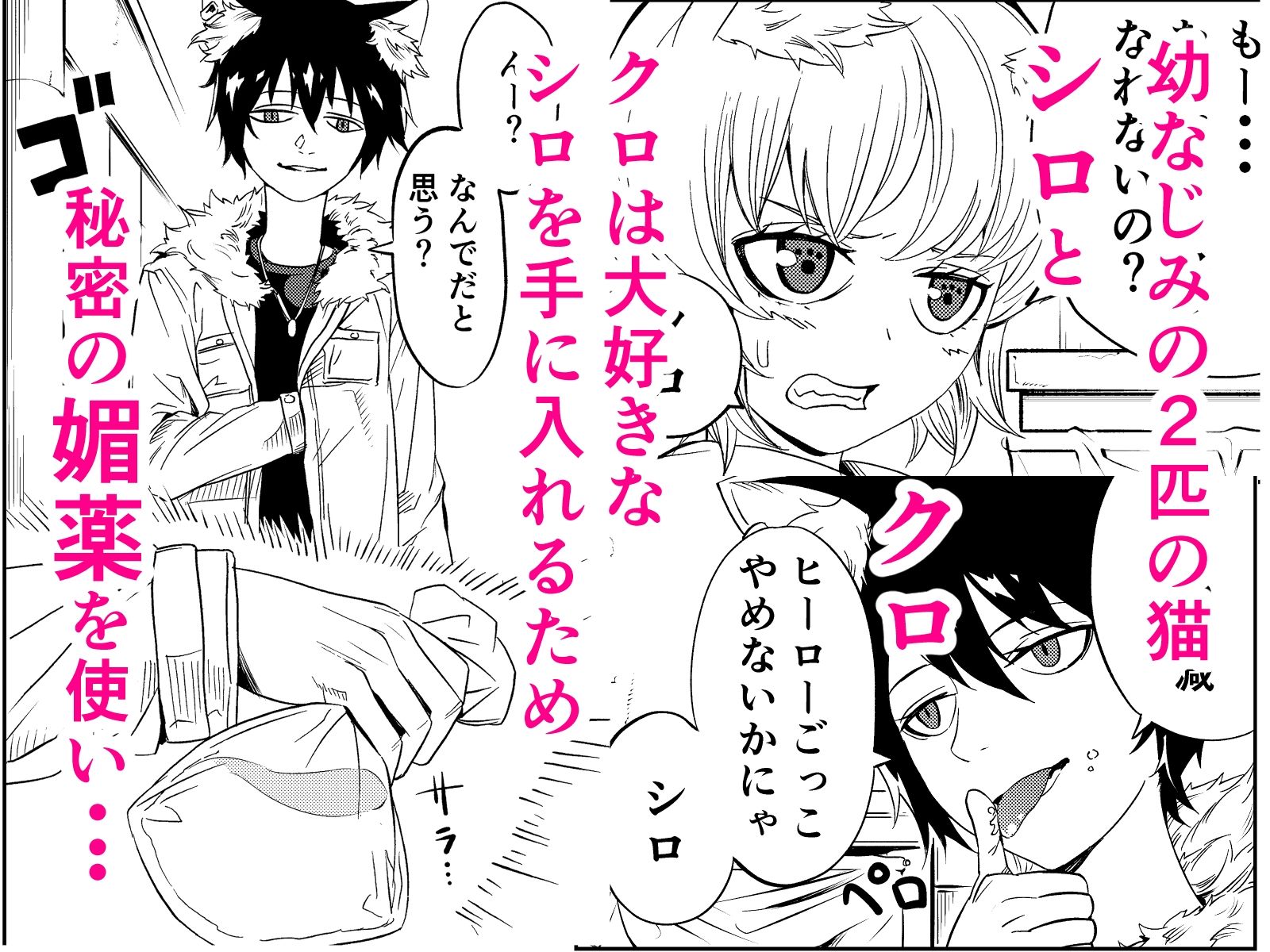 サンプル画像1:ホワイトキャットVSブラックキャット(かたつむりくん) [d_282712]