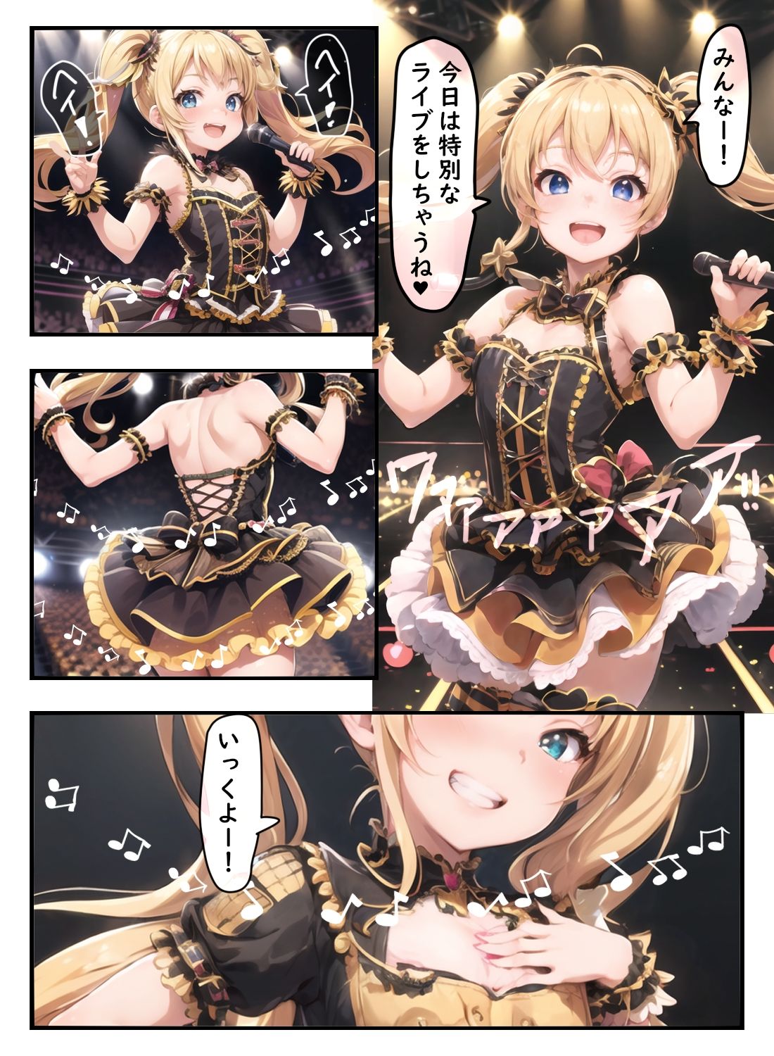 サンプル画像3:裏でセックスしまくりトップアイドル、我慢できずライブ中にみんなの前でセックスしてしまう(AI漫画創作倶楽部) [d_284027]