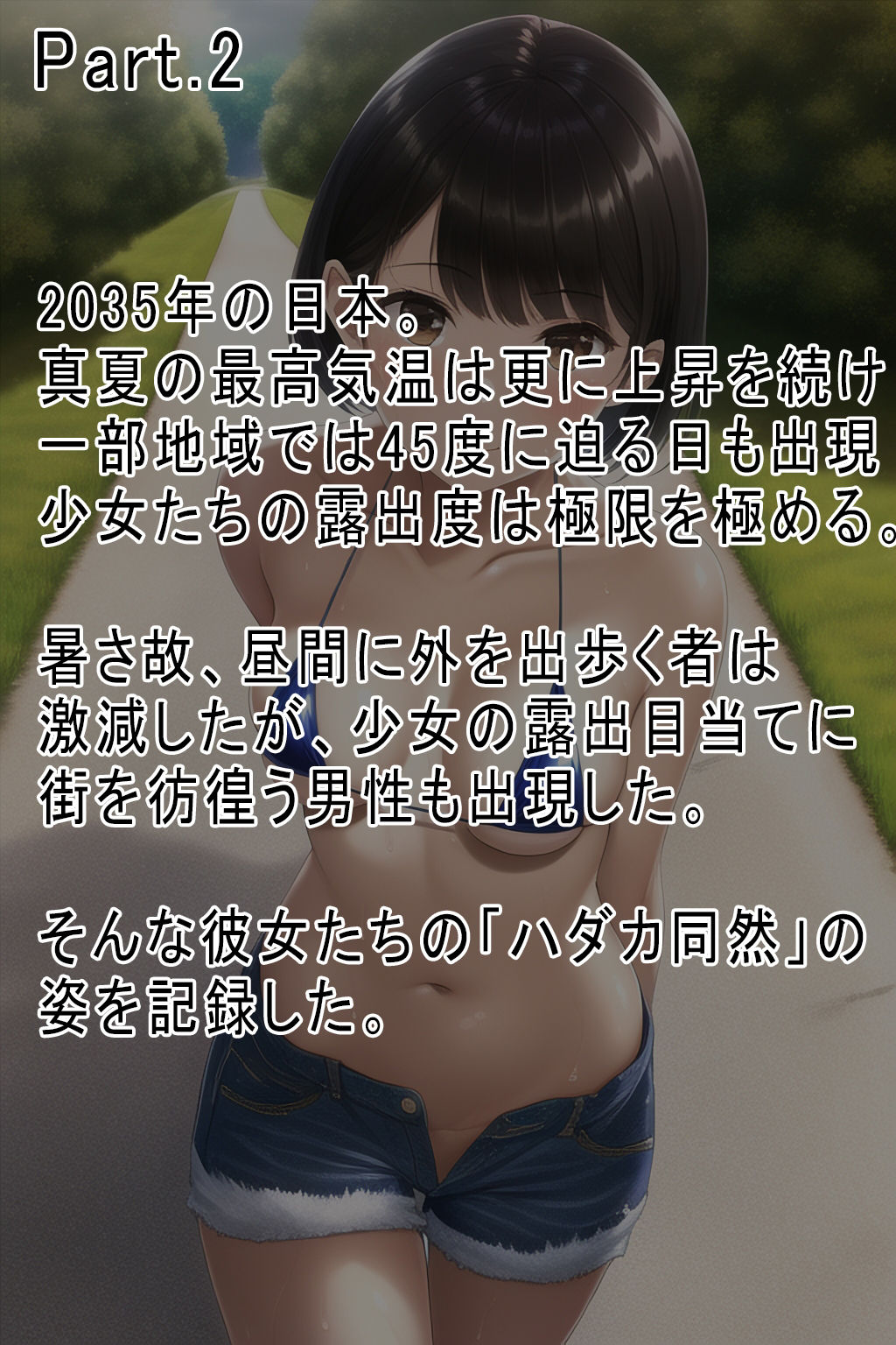 サンプル画像3:203X年 猛暑で露出が増えた少女たち〜ハダカ同然で歩く若メス天国(ジュニアブラが好き。) [d_285671]