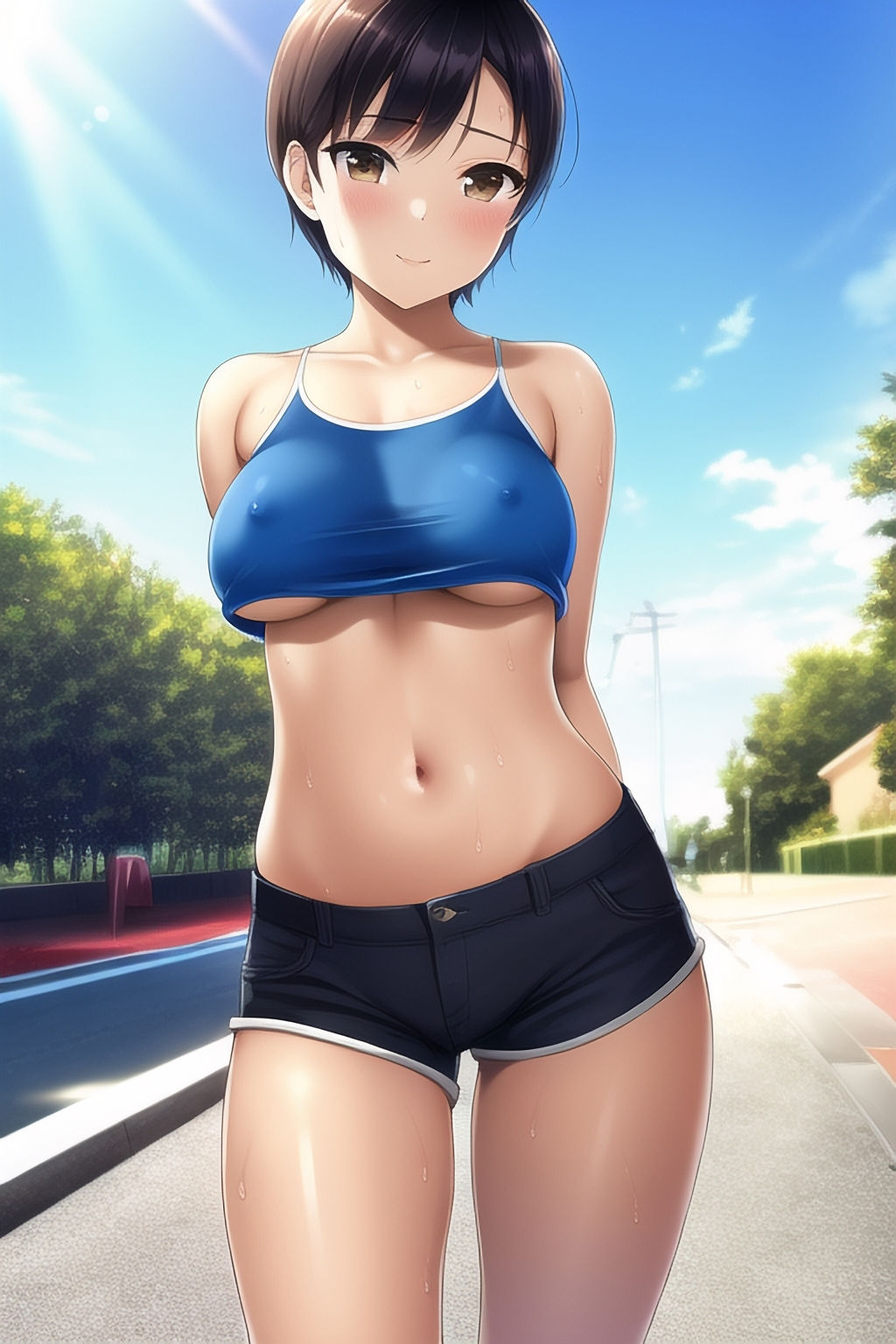 サンプル画像4:203X年 猛暑で露出が増えた少女たち〜ハダカ同然で歩く若メス天国(ジュニアブラが好き。) [d_285671]