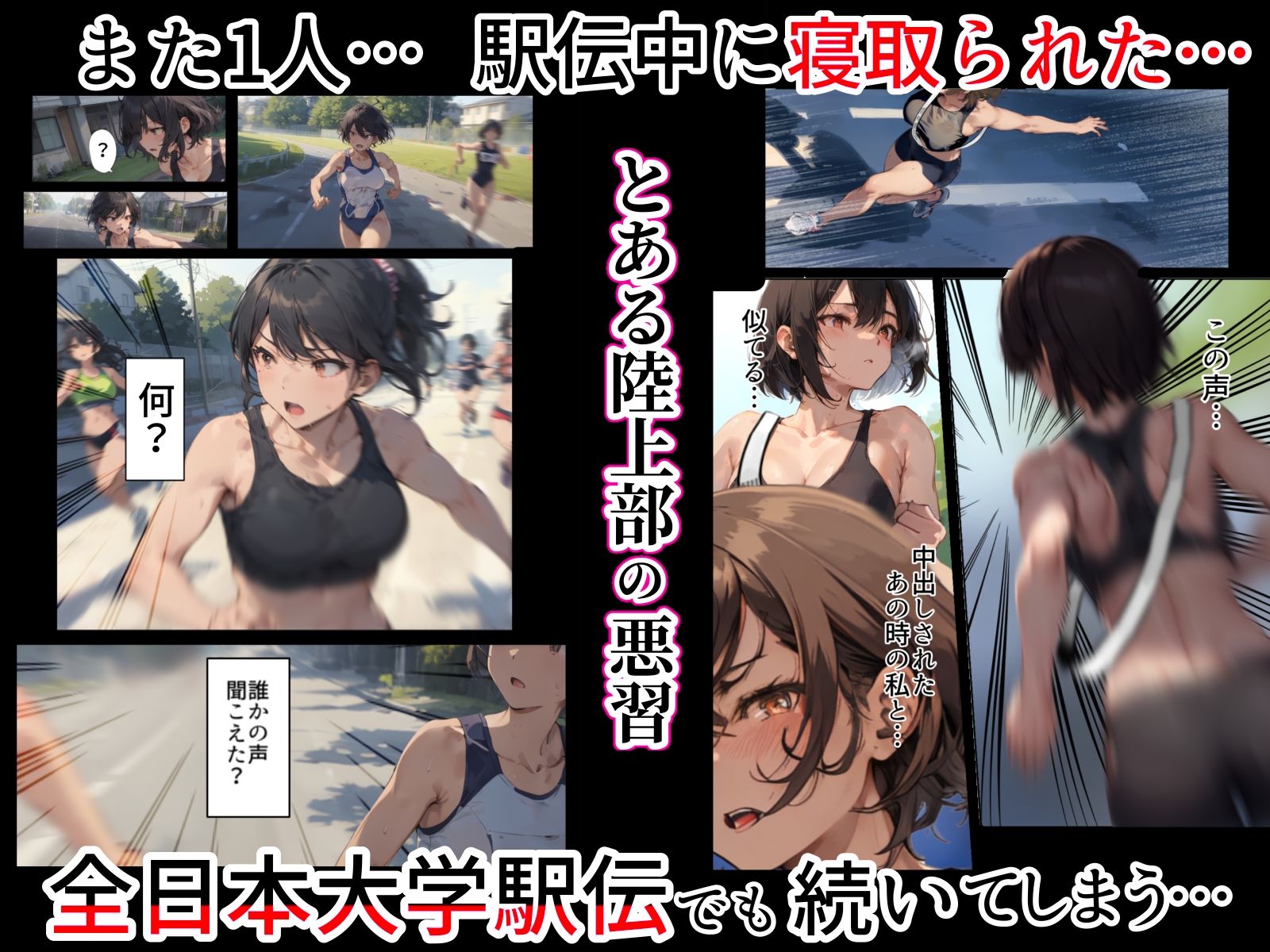 サンプル画像1:再開！寝取られ大学駅伝-陸上女子は大会中にOBに中出し孕まされ敗退出産ゴールへ！全国大学駅伝でやっと遠距離から再会した彼女達はチャラ男達に寝取られる話【寝取られ駅伝2】(寝取られるタマシギの一滴) [d_288249]