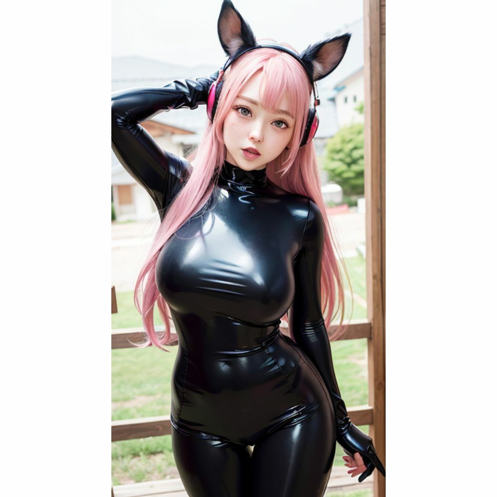 サンプル画像4:猫みみとボディースーツ(開脚美女) [d_295520]