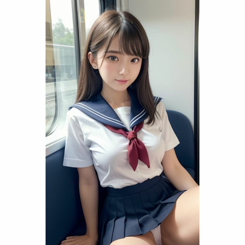 サンプル画像1:制服痴女 「 ねぇ、なんで私の前に座ったの？」 電車(はなここ) [d_297227]