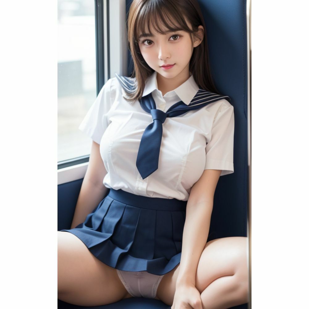 サンプル画像6:制服痴女 「 ねぇ、なんで私の前に座ったの？」 電車(はなここ) [d_297227]