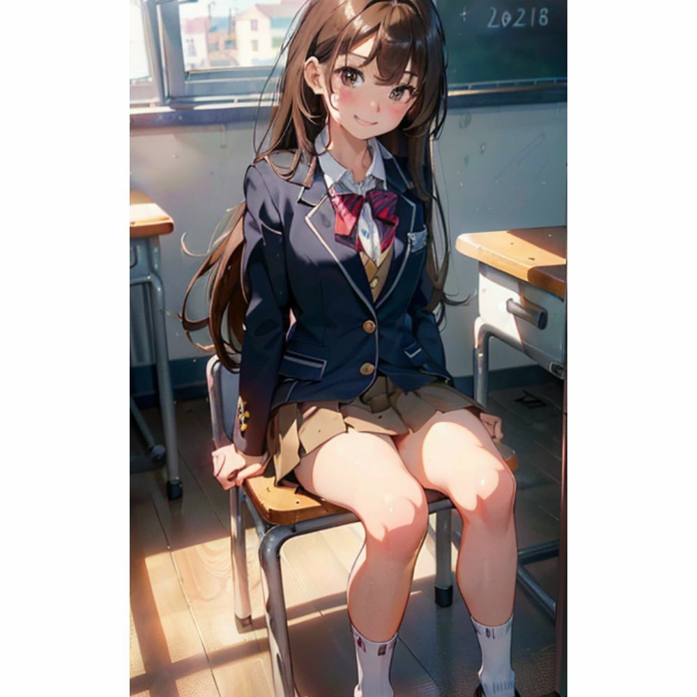 サンプル画像1:放課後の教室で美女と二人きり(AI美女) [d_309818]