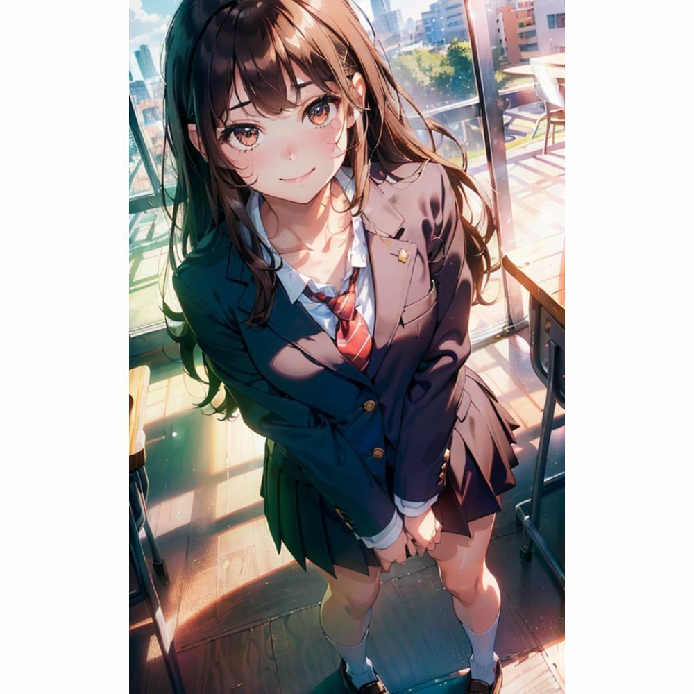 サンプル画像3:放課後の教室で美女と二人きり(AI美女) [d_309818]