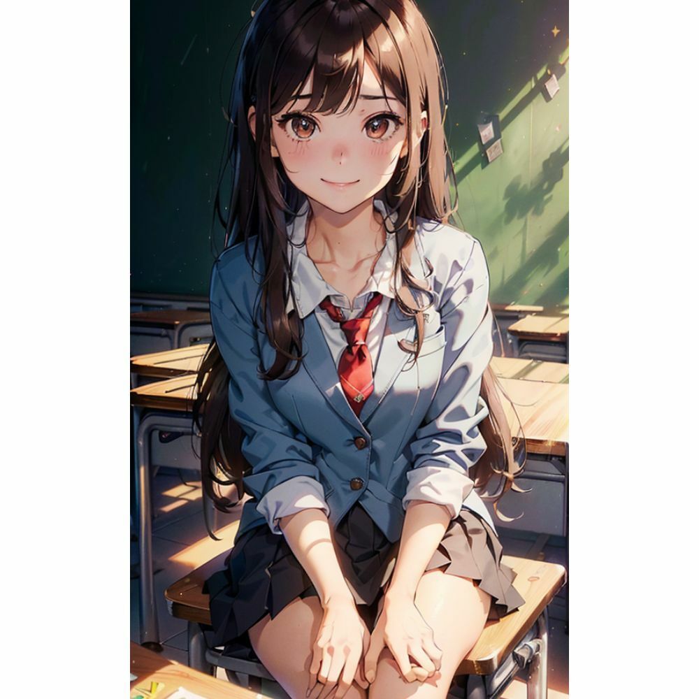 サンプル画像4:放課後の教室で美女と二人きり(AI美女) [d_309818]