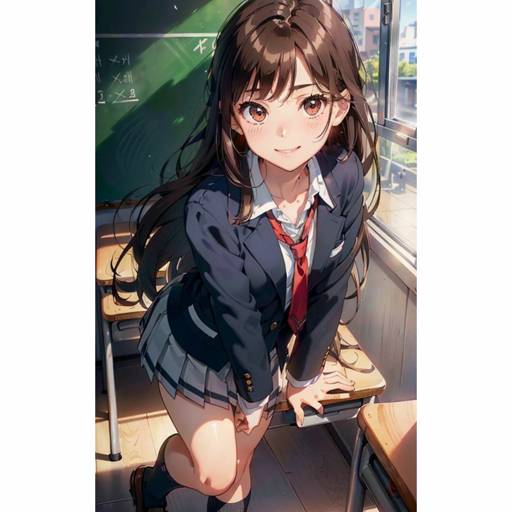 サンプル画像5:放課後の教室で美女と二人きり(AI美女) [d_309818]