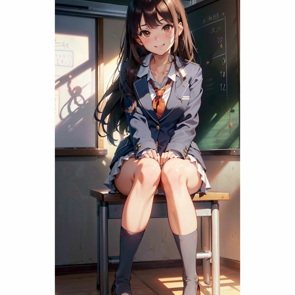 サンプル画像6:放課後の教室で美女と二人きり(AI美女) [d_309818]