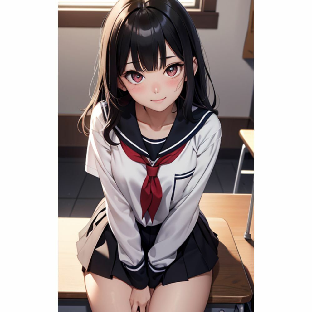 サンプル画像2:かわいい女の子がミニスカでパンチラしている(AI美女) [d_309826]