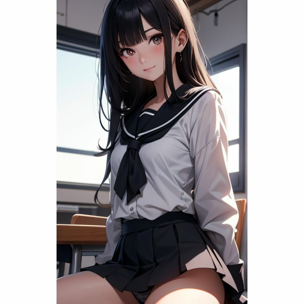 サンプル画像4:かわいい女の子がミニスカでパンチラしている(AI美女) [d_309826]