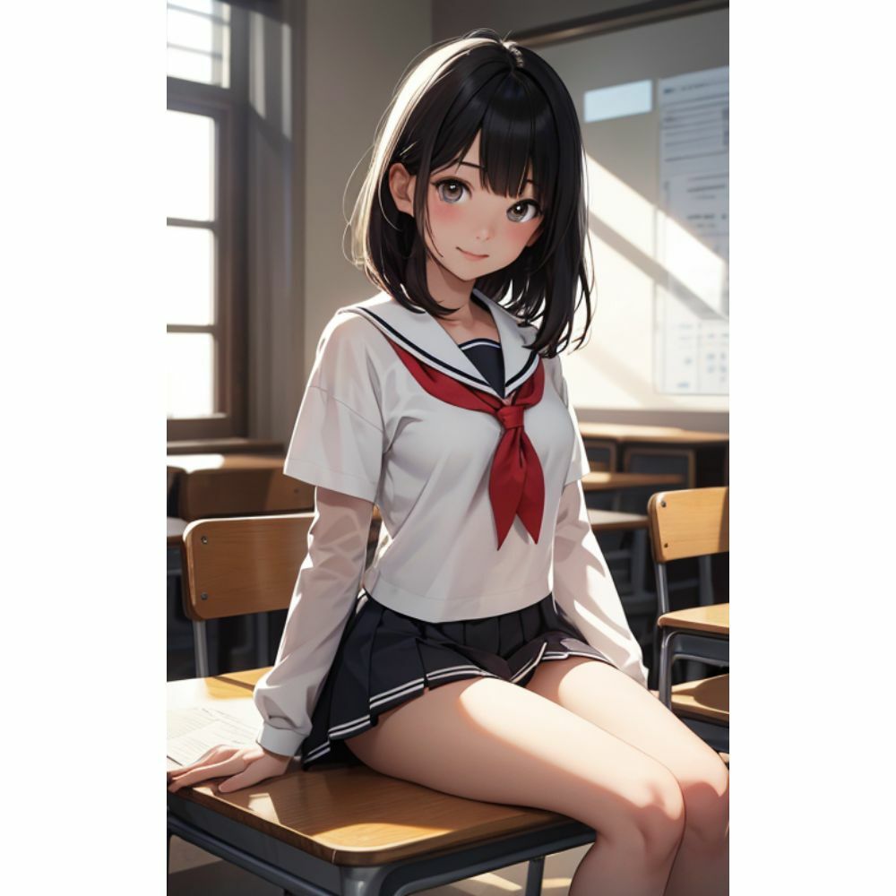 サンプル画像6:かわいい女の子がミニスカでパンチラしている(AI美女) [d_309826]