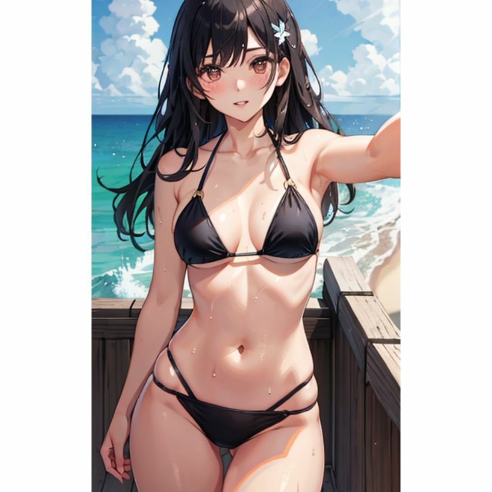 サンプル画像1:海でセクシービキニを着ているかわいい女の子(美少女) [d_311312]