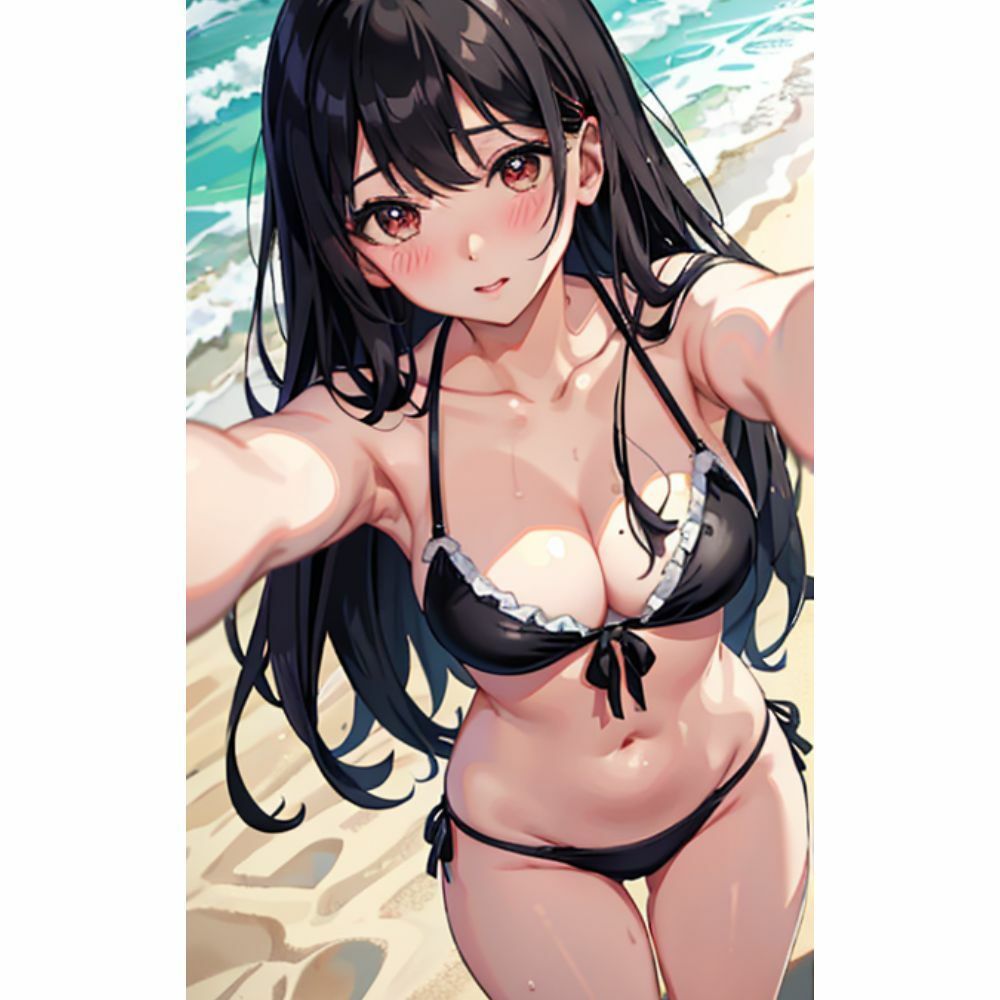 サンプル画像2:海でセクシービキニを着ているかわいい女の子(美少女) [d_311312]