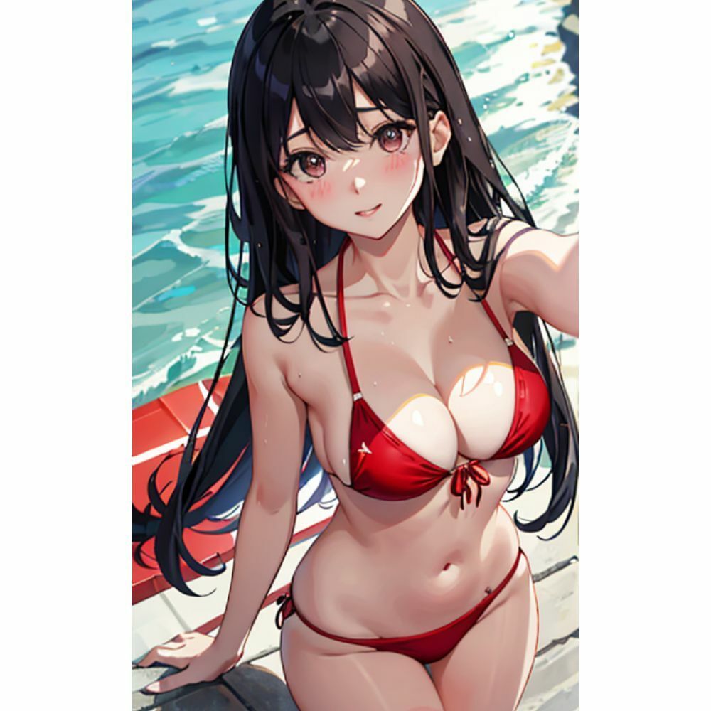 サンプル画像3:海でセクシービキニを着ているかわいい女の子(美少女) [d_311312]