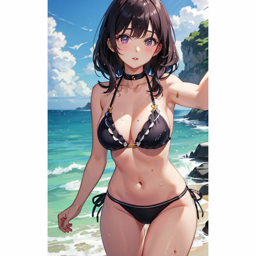 サンプル画像5:海でセクシービキニを着ているかわいい女の子(美少女) [d_311312]