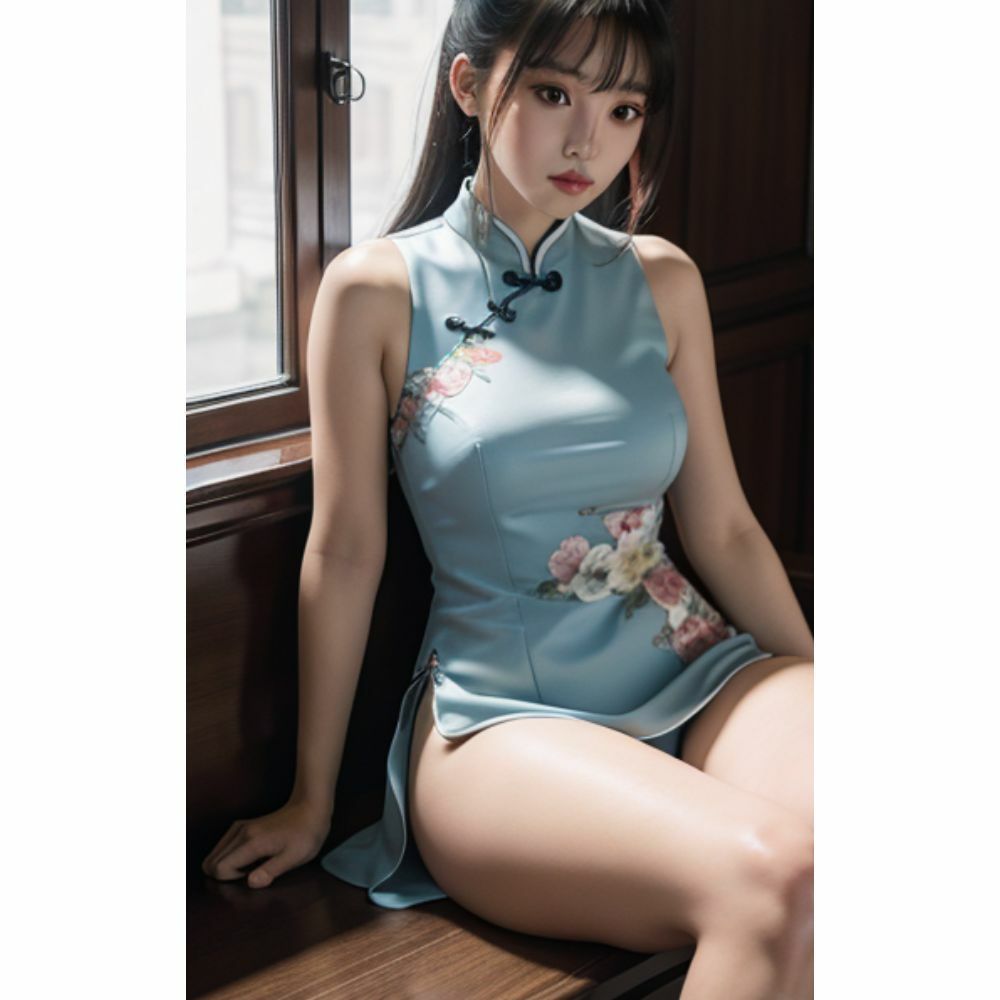 チャイナドレスを着た巨乳美女