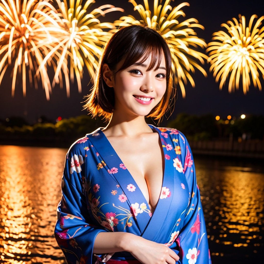 サンプル画像4:伝統的な花火と美女のコラボ(KD出版) [d_316180]