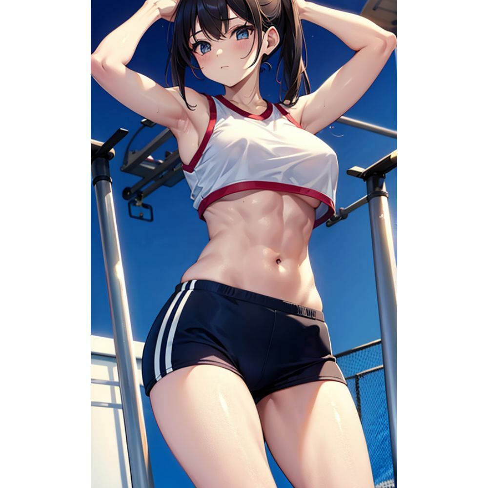 サンプル画像1:スポーツ女子の美しい腹筋(愛AI) [d_323524]