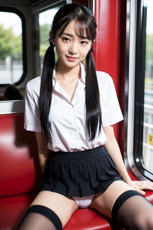 サンプル画像6:電車の向かい席2〜ツインテOL〜(★マイナーフェチ★の殿堂) [d_327917]