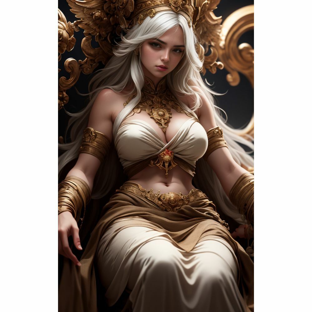 サンプル画像3:煌めく獅子と美の女神:神秘の邂逅(AI美女) [d_329598]