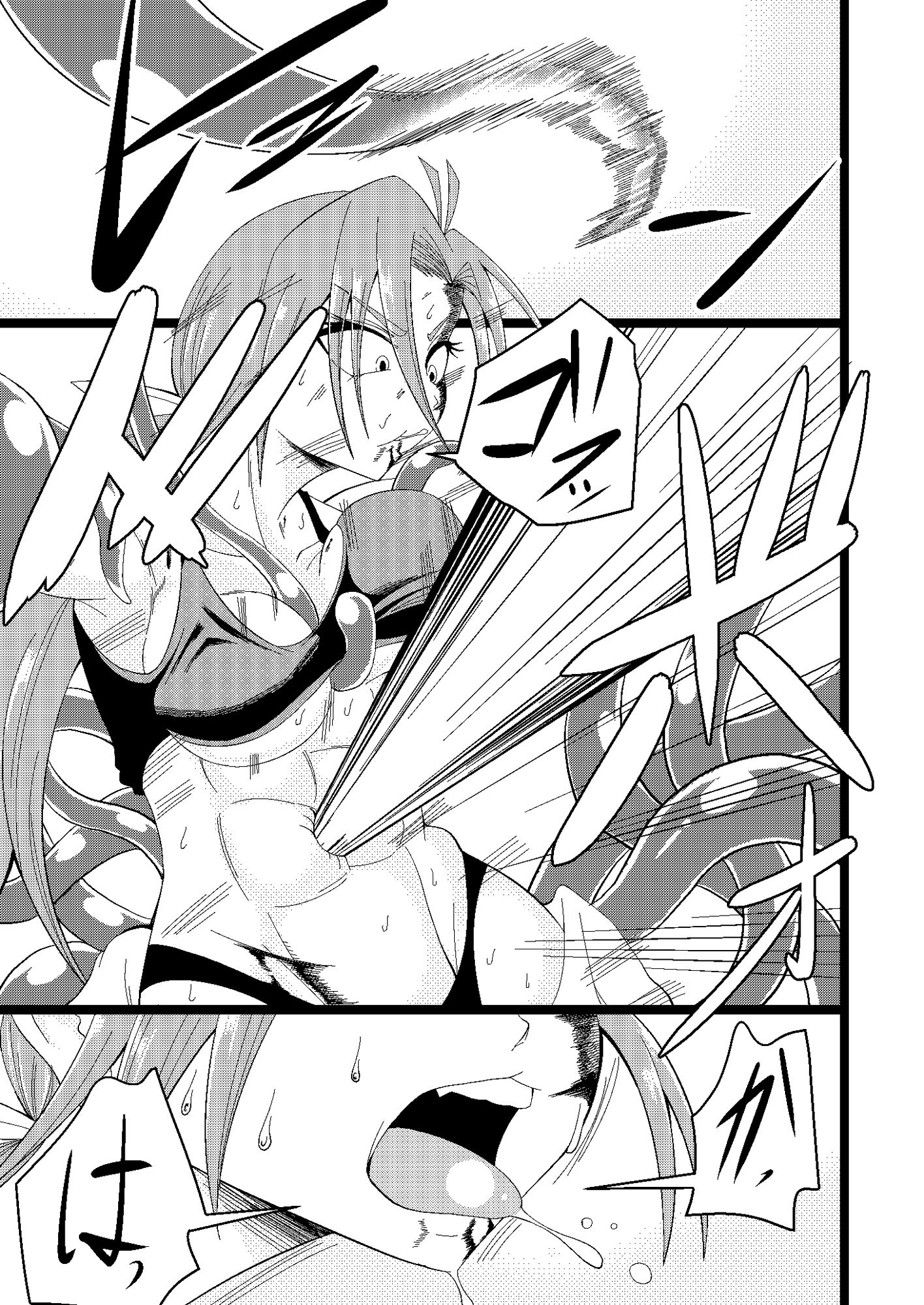 サンプル画像1:腹筋女を触手でぶん殴る(ワニトカゲギス) [d_329973]